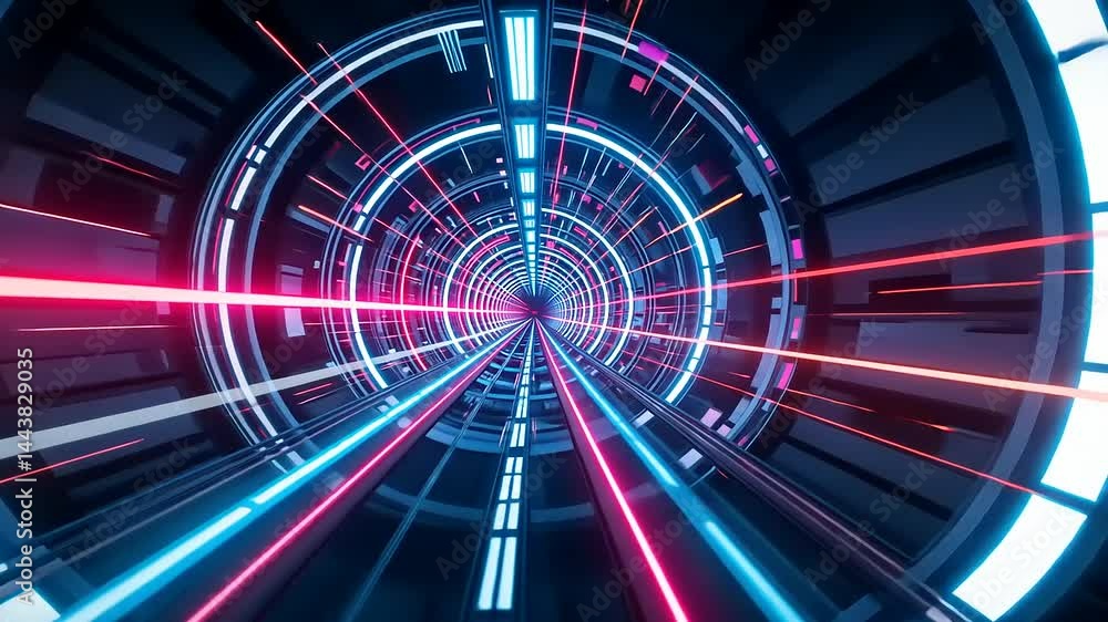 Futuristic tunnel with vibrant lights Futuristic tunnel with vibrant lights
