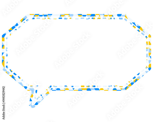 ステンドグラス風吹き出し　三角形模様　細長い八角形