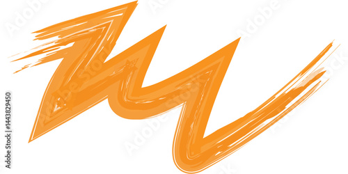 Orange yellow brush stroke isolated on white background. Orange abstract stroke.