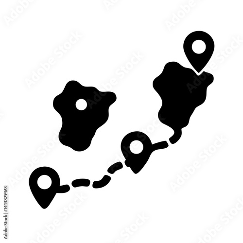 Island hopping travel itinerary map with location markers and route planning concept design
