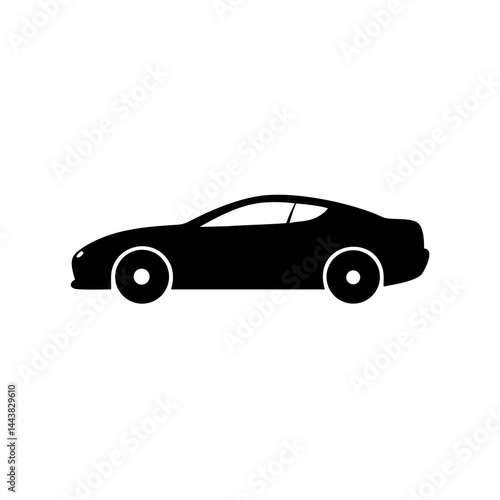 Vector graphic of black car silhouette for automotive design and transportation themes artwork
