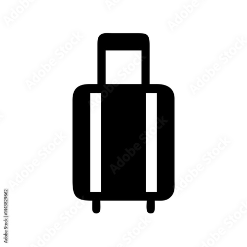 Black travel suitcase luggage icon for vacation trip baggage and tourism journey design element