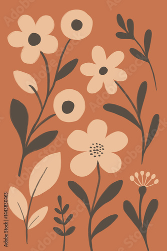 Vintage floral illustration with earthy tones
