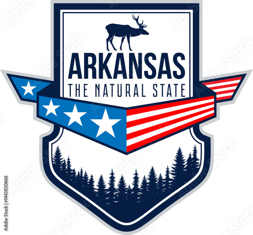 Arkansas vector label with White-tailed deer