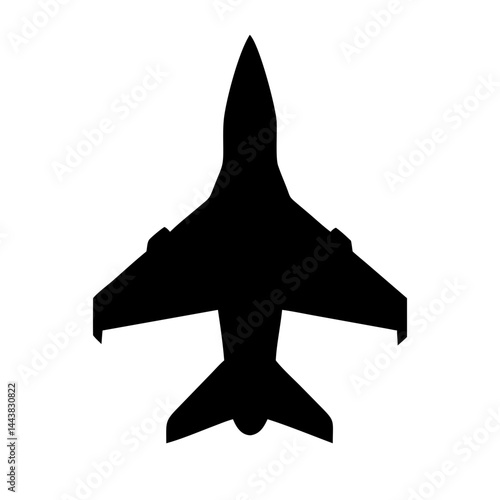 Black silhouette of fighter jet vector graphic for military aviation design and concepts use in projects