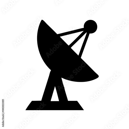 Find satellite dish antenna vector icon for wireless communication and signal transmission technology