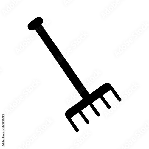 Find black rake for garden leaf cleanup and lawn care equipment vector illustration tool design