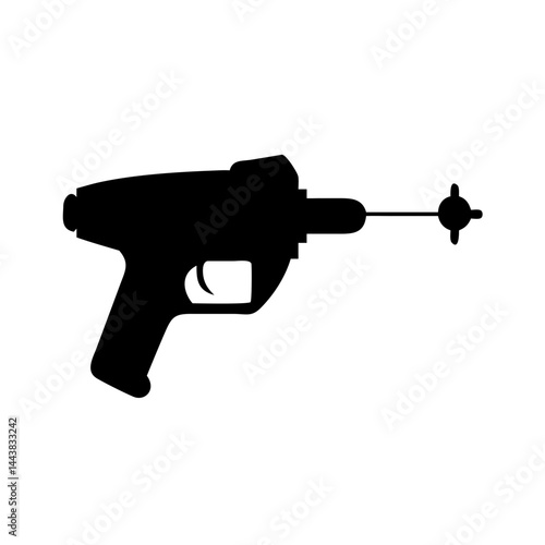 Vector illustration of a retro futuristic toy ray gun blaster weapon silhouette design element