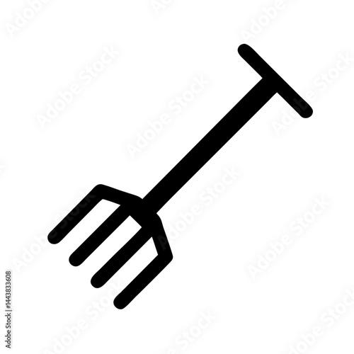 Find black garden fork icon vector illustration for agriculture and farming equipment design needs