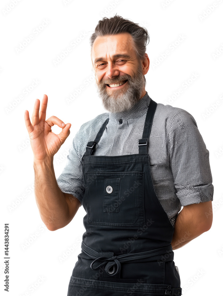 Experienced artisan repairman with OK gesture transparent background Experienced artisan repairman with OK gesture transparent background