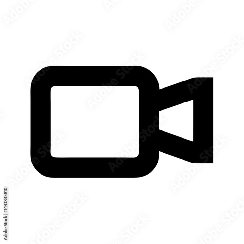 Video camera icon symbol for film recording and movie making equipment in black and white style