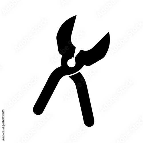 Illustration of black pruning shears garden tool for trimming plants and cutting branches