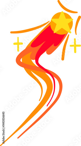 Blazing Comet with Curved Flames and Glowing Core