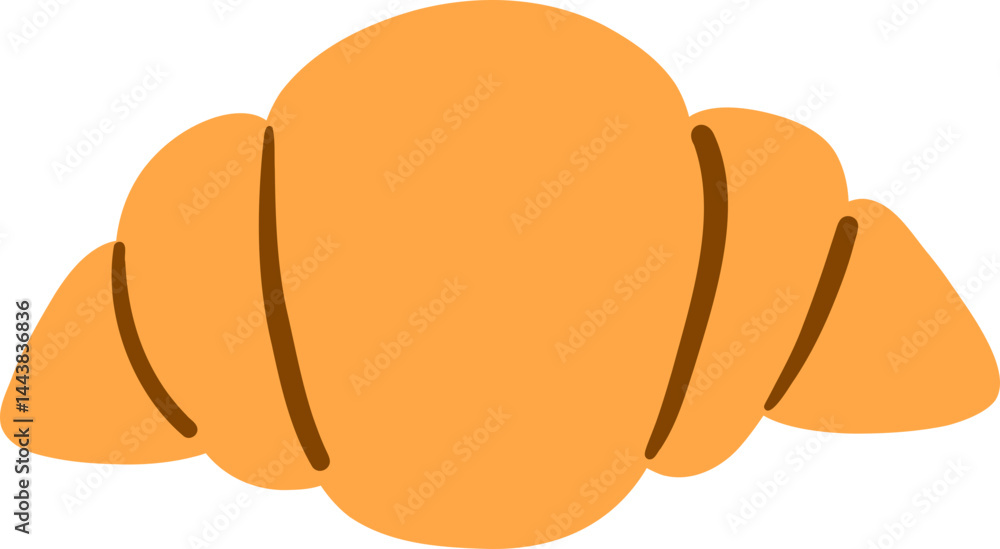 Golden Croissant with Flaky Layers in Minimalist Style Golden Croissant with Flaky Layers in Minimalist Style