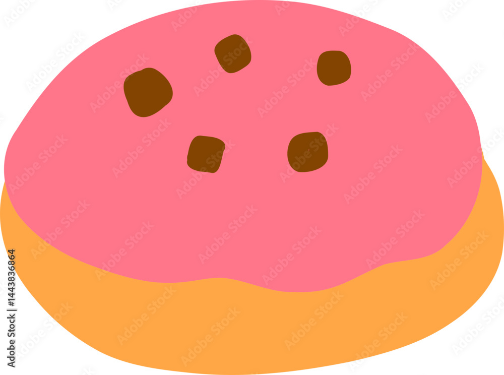 Obraz premium Round Pink Frosted Donut with Minimal Sprinkles