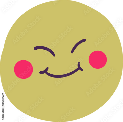 Lime Green Circle Shape with Friendly Face and Cheeks