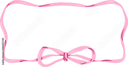 Horizontal Pink Ribbon Frame with Knot Bow Design