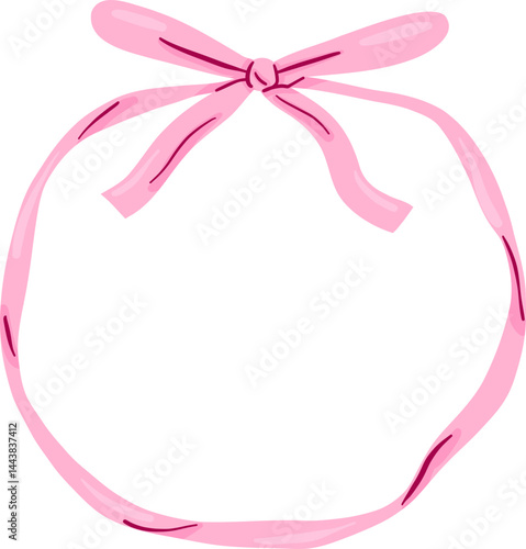 Rectangular Pink Ribbon Frame with Flowing Bow Edges