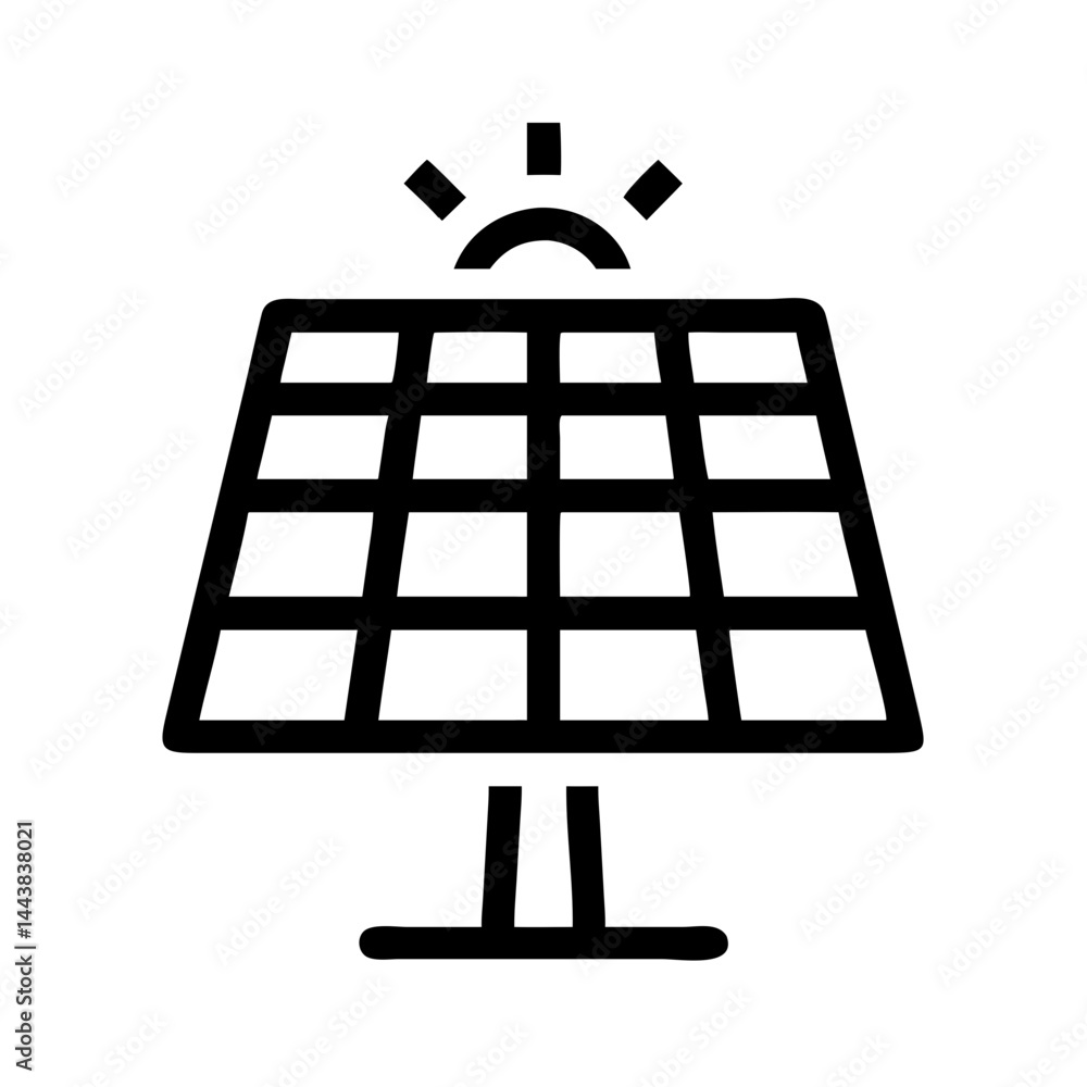 Solar panel icon vector, renewable energy source, photovoltaic cell, clean power generation symbol illustration Solar panel icon vector, renewable energy source, photovoltaic cell, clean power generation symbol illustration