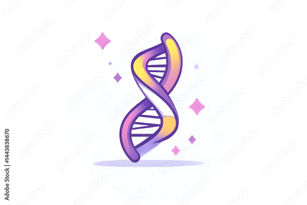 DNA Double Helix with Vibrant Colors and Sparkling Effects DNA Double Helix with Vibrant Colors and Sparkling Effects