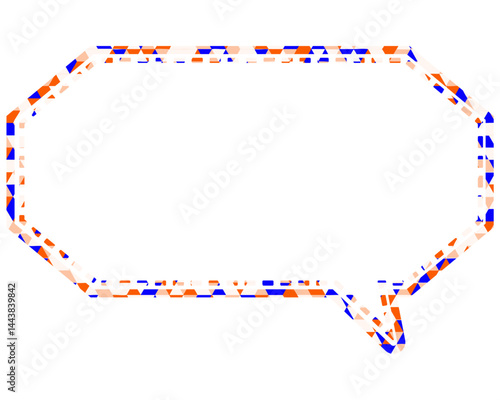 ステンドグラス風吹き出し　三角形模様　細長い八角形