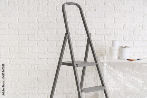 Metal stepladder and shelf ...