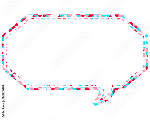 ステンドグラス風吹き出し　三角形模様　細長い八角形