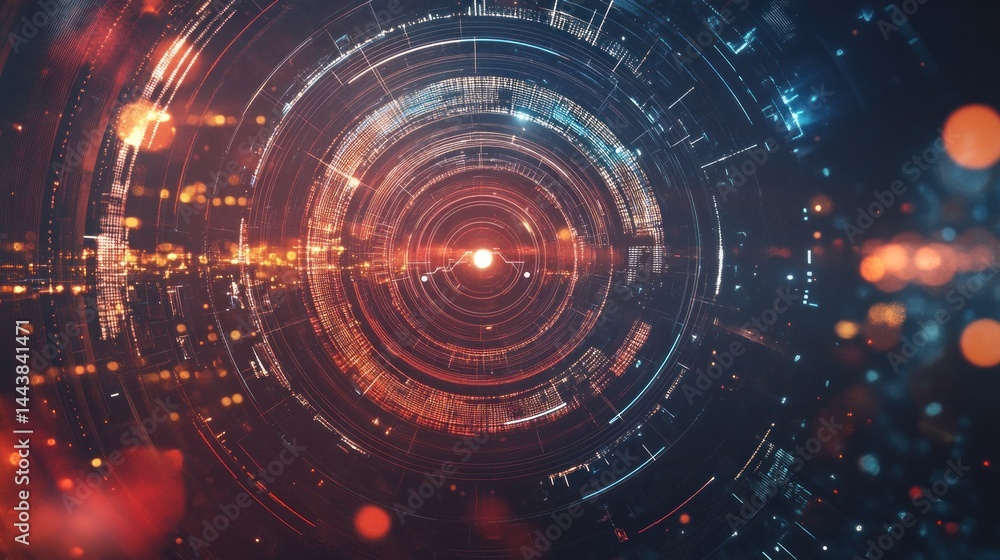 Futuristic digital interface concentric circles Futuristic digital interface concentric circles