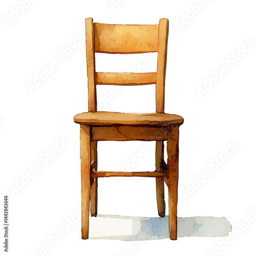 Lone Chair In A Spotlight, vector watercolor illustration, isolated on a white background.