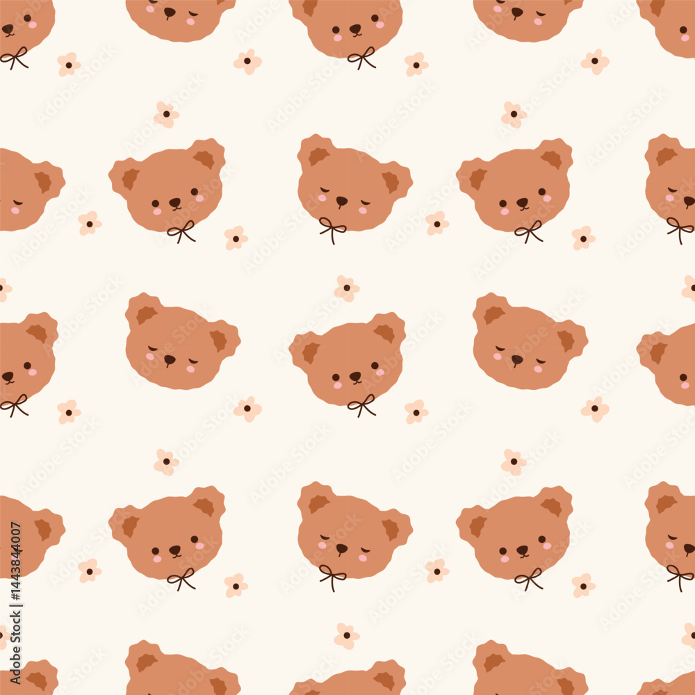 Seamless brown teddy bear pattern on light background vector print. Seamless brown teddy bear pattern on light background vector print.