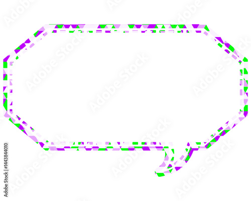 ステンドグラス風吹き出し　三角形模様　細長い八角形