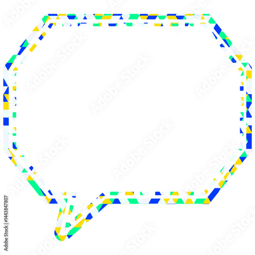 ステンドグラス風吹き出し　三角形模様　角のある八角形