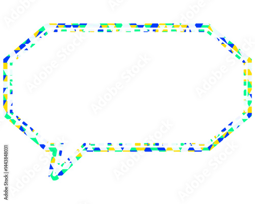 ステンドグラス風吹き出し　三角形模様　細長い八角形