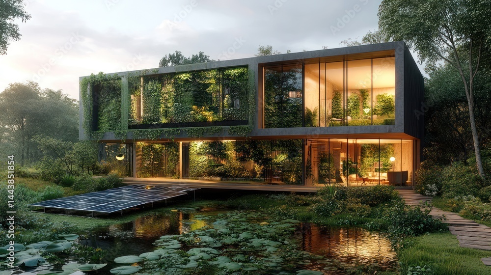 Obraz premium Eco-Luxury Home: Sustainable Living in Harmony with Nature
