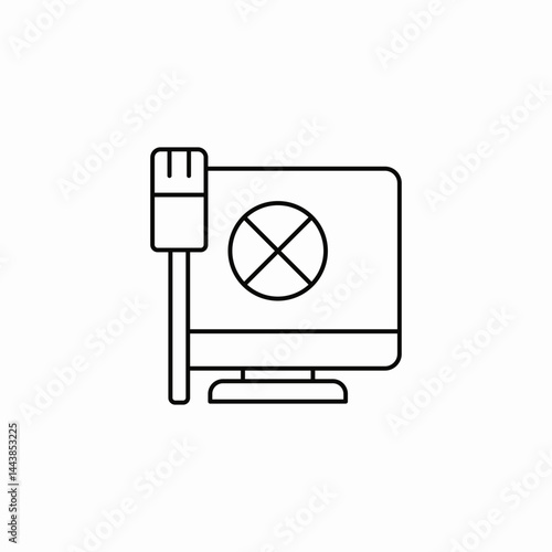broken ethernet monitor icon sign vector