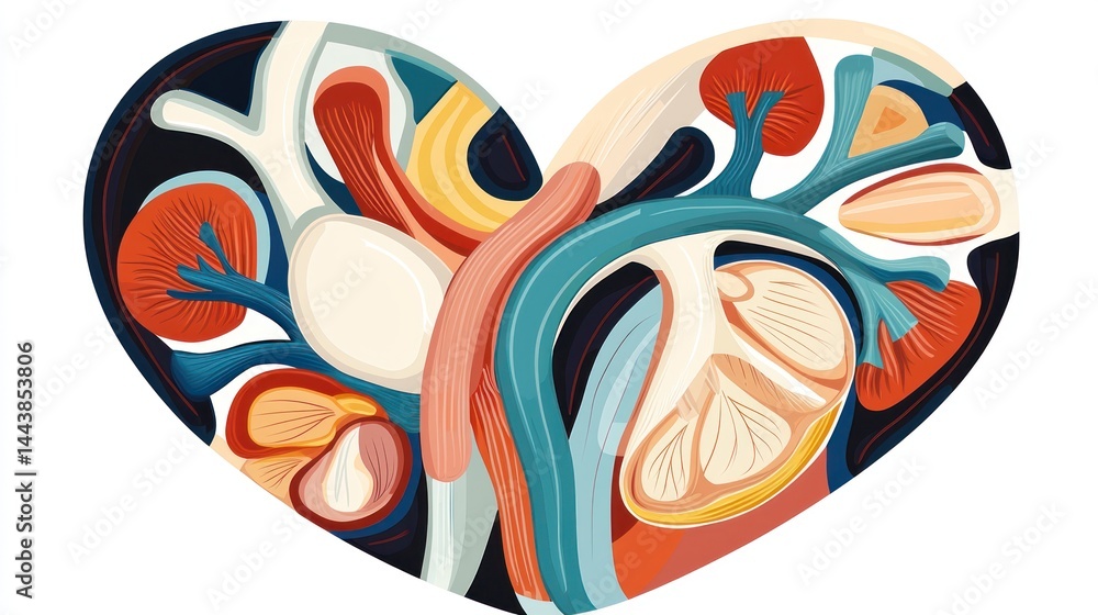 Obraz premium Heart Shaped Human Respiratory And Circulatory System