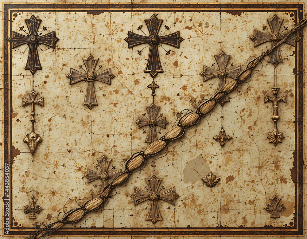 Fototapeta premium Decorative Cross Display on Patterned Background
