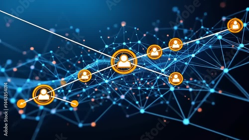 Networked connections visualized, nodes representing individuals linked in a complex web