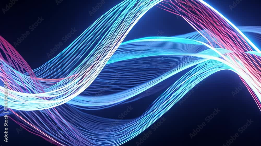 Fluid Background of Luminous Neon Stripes in Endless Motion