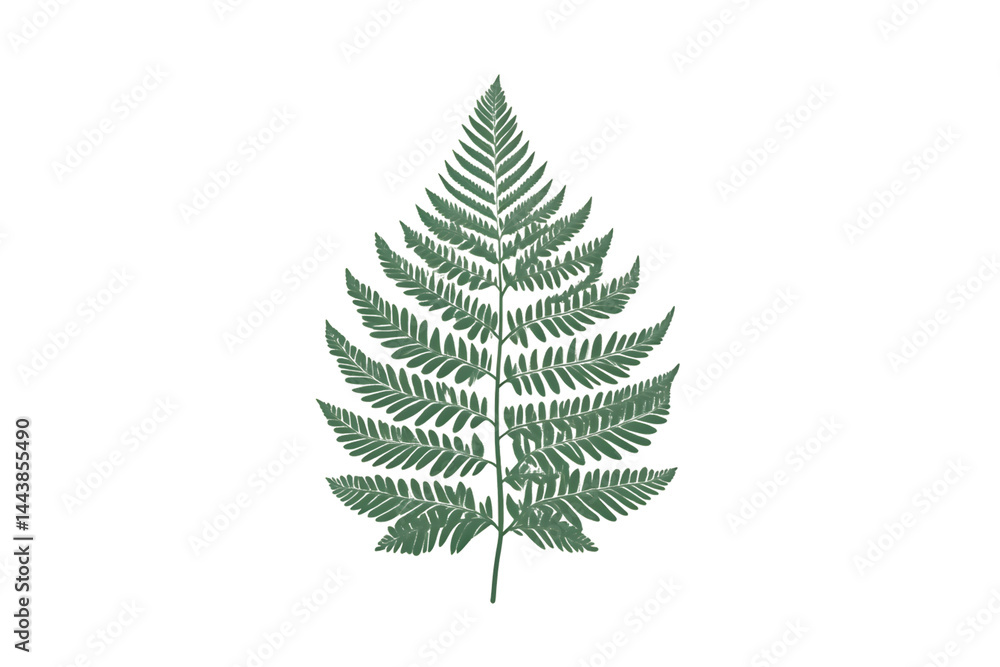 Obraz premium Single Fern Leaf Botanical Illustration Green Foliage Nature Design Element