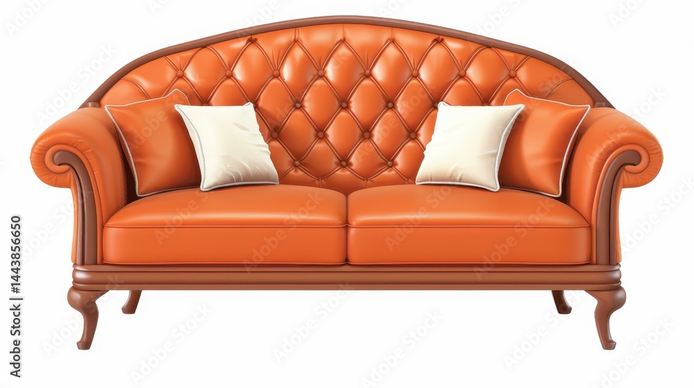 Experience elegance with our luxurious leather sofa, complete with plush pillows for ultimate comfort and style.