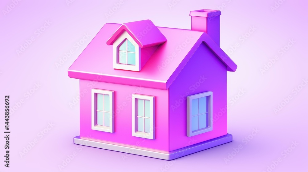 A minimalist 3D house icon embodies real estate themes, perfect for mortgagerelated designs and concepts.