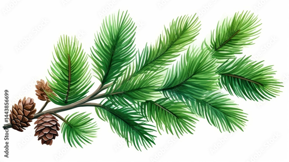 A lush green spruce branch adorned with vibrant cones creates a stunning natural display in any setting.