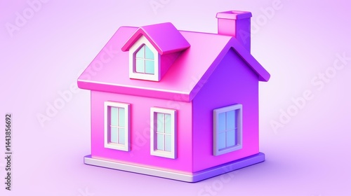 Obraz na płótnie A minimalist 3D house icon embodies real estate themes, perfect for mortgagerelated designs and concepts. w salonie