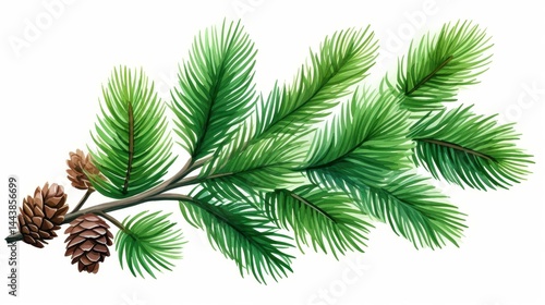 Obraz na płótnie A lush green spruce branch adorned with vibrant cones creates a stunning natural display in any setting. w salonie