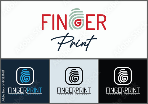 Fingerprint letter G initial line art modern logo set template design