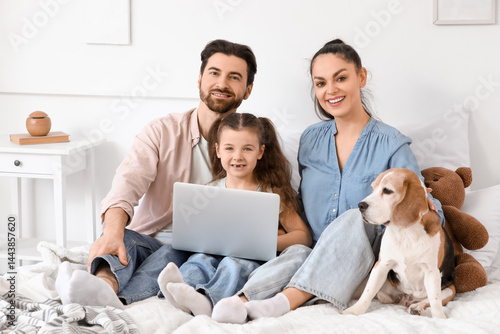 Happy family with child and...