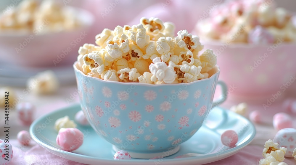 Sweet Popcorn Delight: A Gentle Treat in a Floral Teacup Sweet Popcorn Delight: A Gentle Treat in a Floral Teacup