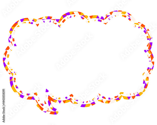 ステンドグラス風吹き出し　三角形模様　細長い雲形