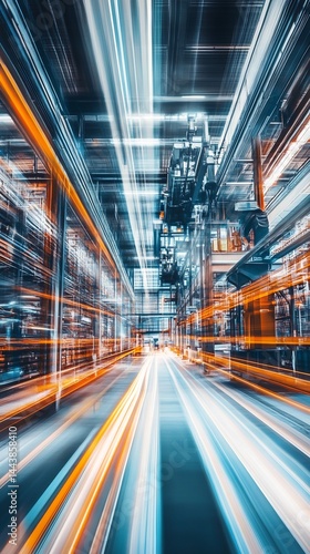 Automated Factory Interior with Motion Blur